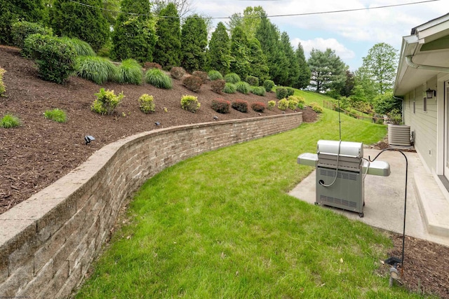 101 Forest Dr, Morgantown, WV 26505 - view of grassy yard featuring central air condition unit and a patio area