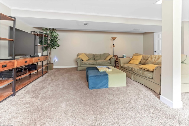 101 Forest Dr, Morgantown, WV 26505 - carpeted living room with ornamental molding and baseboards