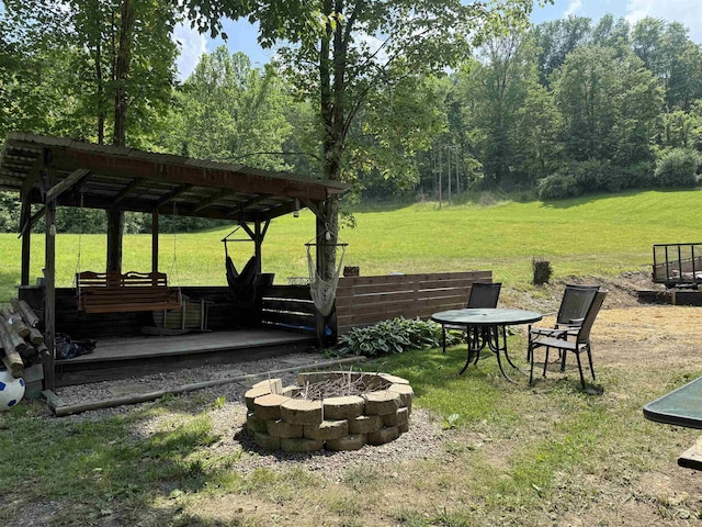 1854 Upper Lamberts Run Rd, Clarksburg, WV 26301 - view of green lawn with a fire pit