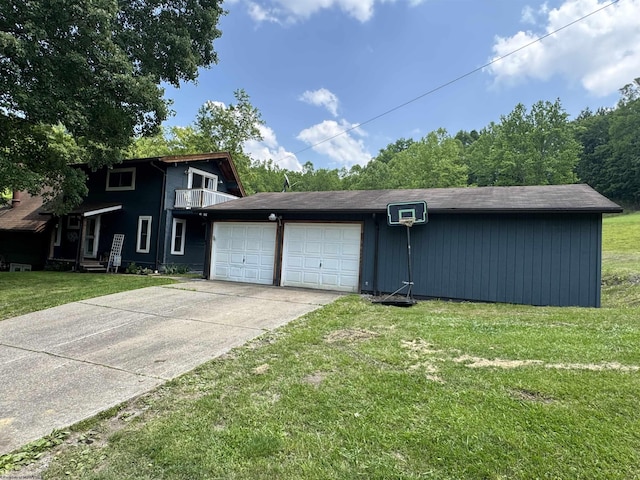 1854 Upper Lamberts Run Rd, Clarksburg, WV 26301 - view of front of house featuring a garage, concrete driveway, a front lawn, and a balcony