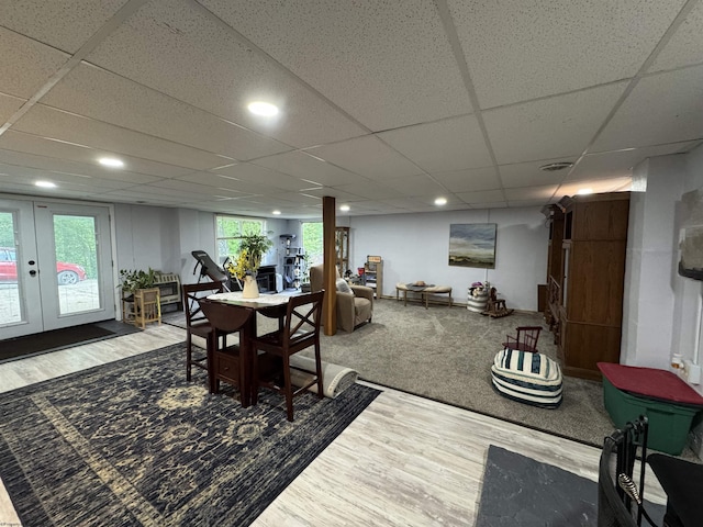 1854 Upper Lamberts Run Rd, Clarksburg, WV 26301 - dining space with wood finished floors, french doors, and a paneled ceiling
