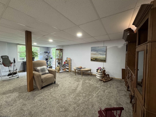 1854 Upper Lamberts Run Rd, Clarksburg, WV 26301 - carpeted living room with baseboards and a drop ceiling