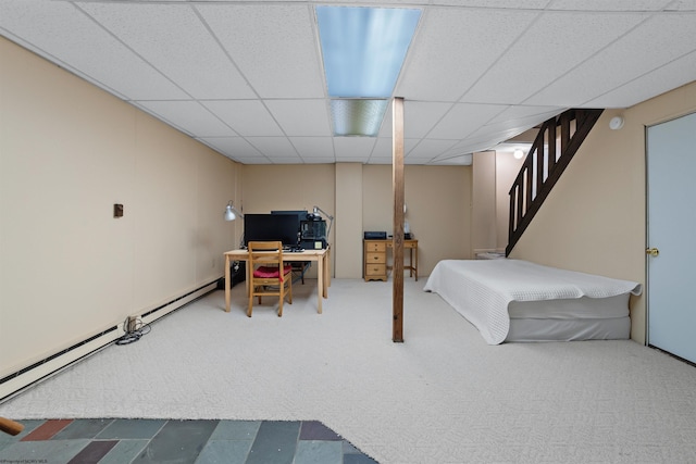 1457 Dogwood Ave, Morgantown, WV 26505 - bedroom featuring carpet, a paneled ceiling, and an office area