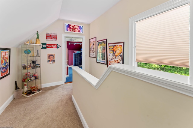 1300 Deer Run, Morgantown, WV 26508 - hall with light carpet, lofted ceiling, and baseboards