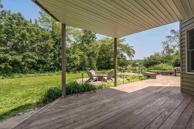 1300 Deer Run, Morgantown, WV 26508 - wooden deck with a fire pit and a lawn