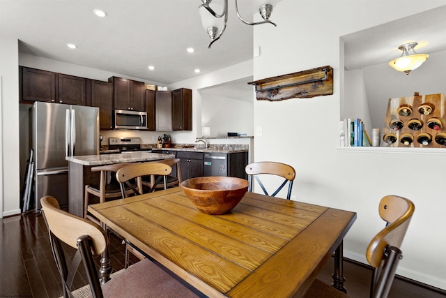 119 Inlet St, Morgantown, WV 26508 - dining area with recessed lighting, dark wood-type flooring, and baseboards