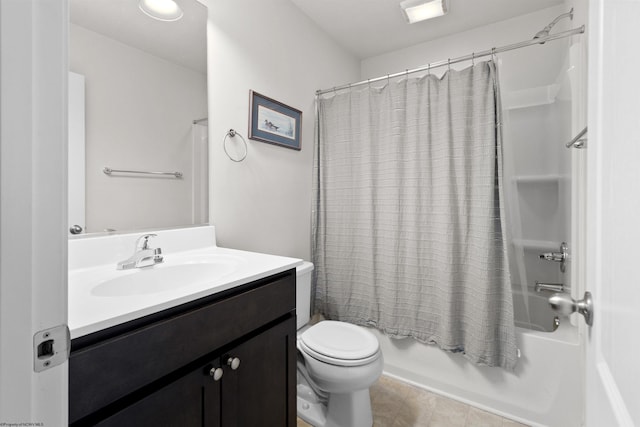 119 Inlet St, Morgantown, WV 26508 - bathroom featuring vanity, shower / tub combo with curtain, toilet, and tile patterned floors