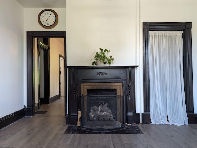 92 N High St, Philippi, WV 26416 - detailed view of wood finished floors and a fireplace with flush hearth