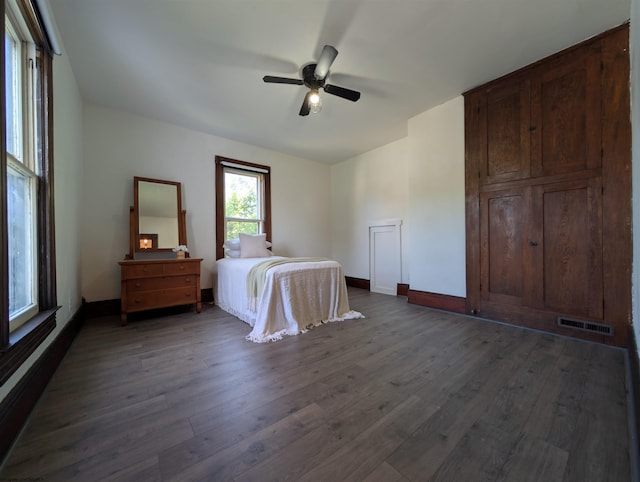 92 N High St, Philippi, WV 26416 - bedroom featuring dark wood-style flooring, baseboards, and ceiling fan