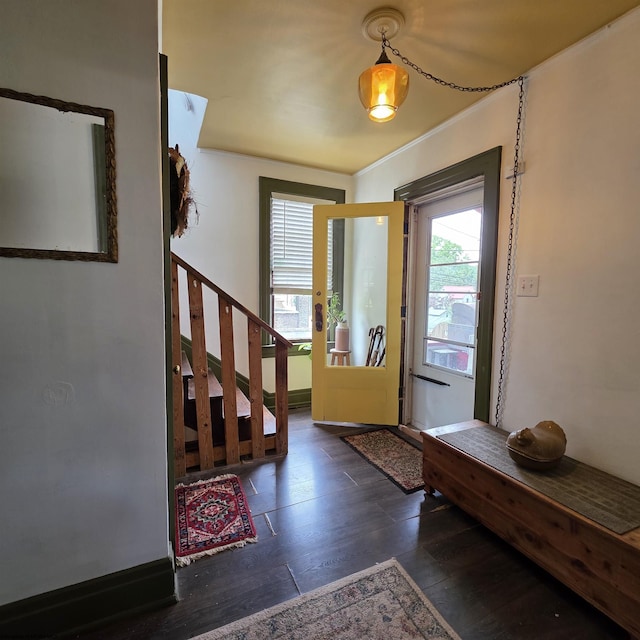 147 E 6th St, Weston, WV 26452 - entrance foyer with wood finished floors and stairway