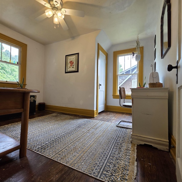 147 E 6th St, Weston, WV 26452 - office space with wood finished floors, baseboards, and a ceiling fan