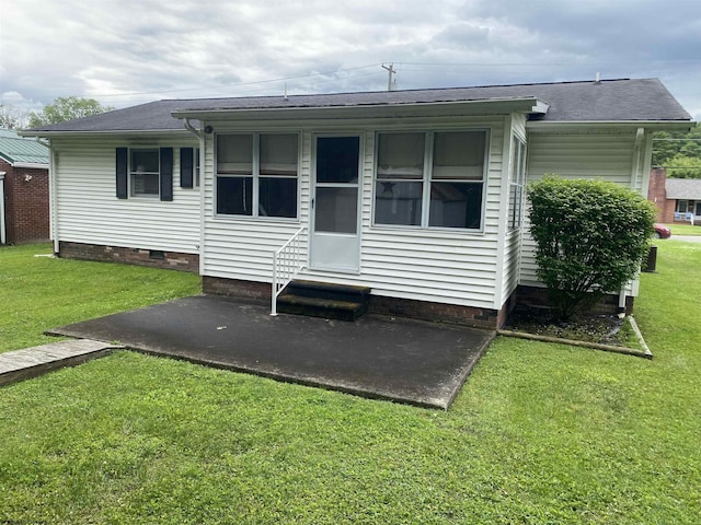 1730 S Davis Ave, Elkins, WV 26241 - back of house featuring entry steps, crawl space, a lawn, and a shingled roof