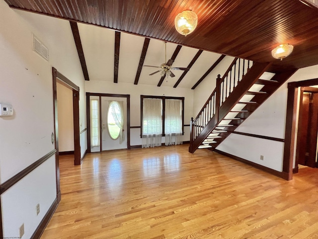 200 Heckle Ln, Elkins, WV 26241 - unfurnished living room featuring stairs, a ceiling fan, and wood finished floors
