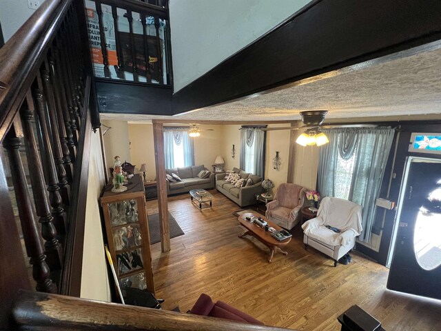 115 Walnut St, Rowlesburg, WV 26425 - living area featuring wood finished floors and a ceiling fan