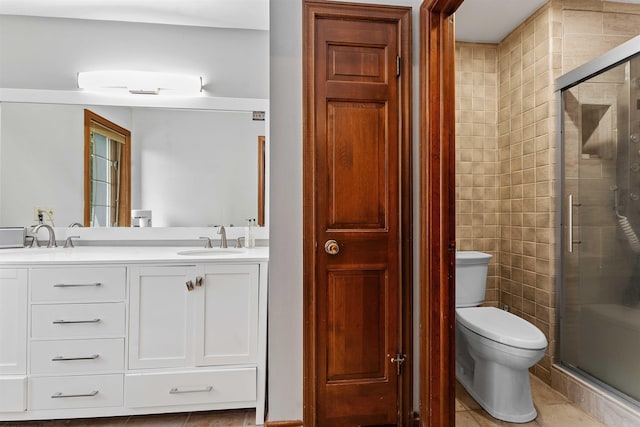 142 Vecchio Ln, Morgantown, WV 26508 - bathroom featuring a stall shower, double vanity, and tile patterned flooring