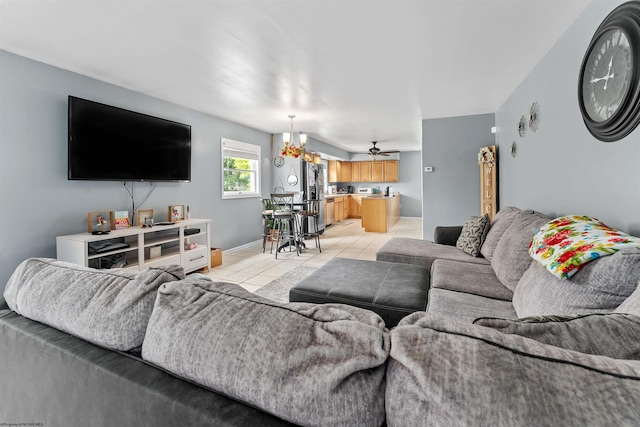 142 Vecchio Ln, Morgantown, WV 26508 - living area featuring light tile patterned floors and a ceiling fan