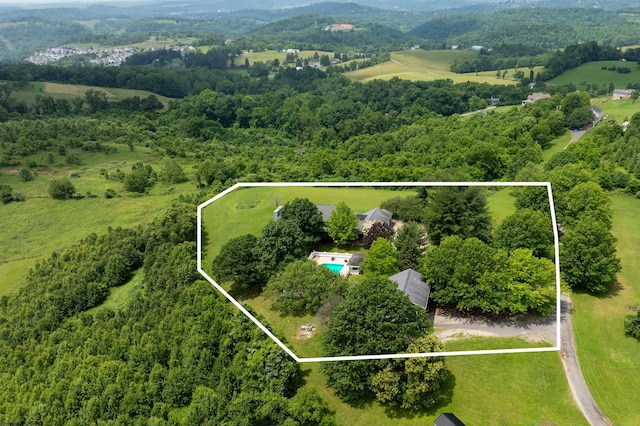 142 Vecchio Ln, Morgantown, WV 26508 - aerial view of property's location with property parcel outlined and a forest