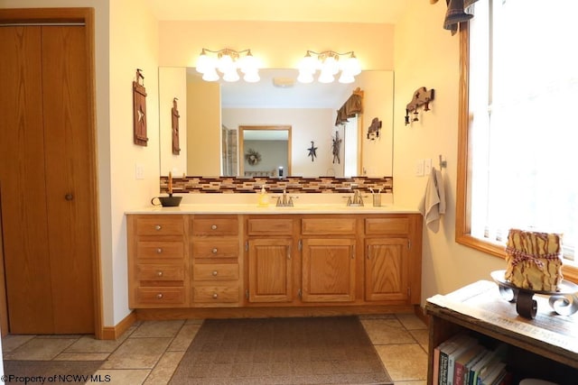 16 Greentree Ln, Elkins, WV 26241 - full bathroom featuring double vanity and tasteful backsplash