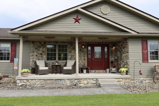 16 Greentree Ln, Elkins, WV 26241 - view of front of house with a porch and stone siding