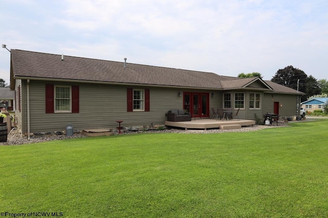 16 Greentree Ln, Elkins, WV 26241 - back of house with a yard, a deck, and french doors