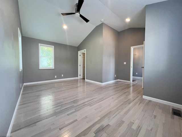 1381 Randall St, Morgantown, WV 26505 - unfurnished room featuring a ceiling fan, light wood-style flooring, and vaulted ceiling