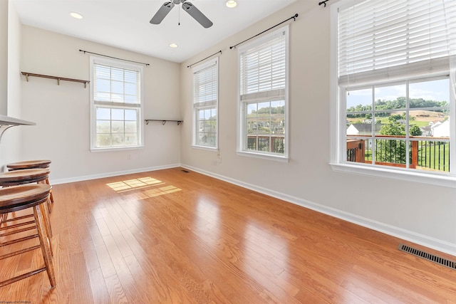 453 Blackberry Ridge Dr, Morgantown, WV 26508 - unfurnished living room featuring wood finished floors, ceiling fan, and recessed lighting