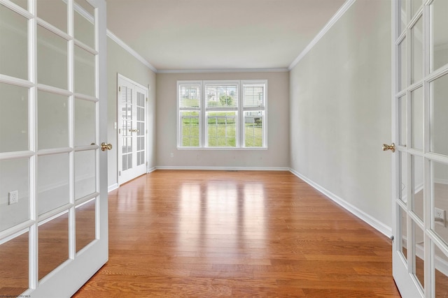 453 Blackberry Ridge Dr, Morgantown, WV 26508 - empty room with french doors, crown molding, and light wood-type flooring
