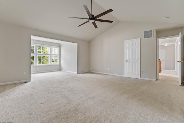 453 Blackberry Ridge Dr, Morgantown, WV 26508 - unfurnished room featuring a ceiling fan, light carpet, a smoke detector, and high vaulted ceiling