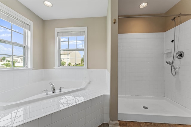 453 Blackberry Ridge Dr, Morgantown, WV 26508 - full bathroom featuring a bath, healthy amount of natural light, tiled shower, and recessed lighting