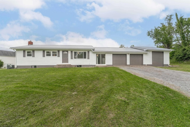 48 Skyline Dr, Morgantown, WV 26508 - single story home featuring driveway, a garage, a front yard, and a metal roof