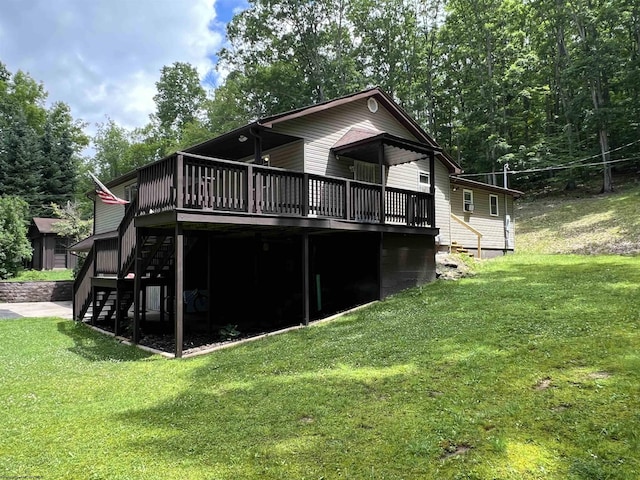 60 Saras Way, Beverly, WV 26253 - back of property with stairs, a deck, and a lawn