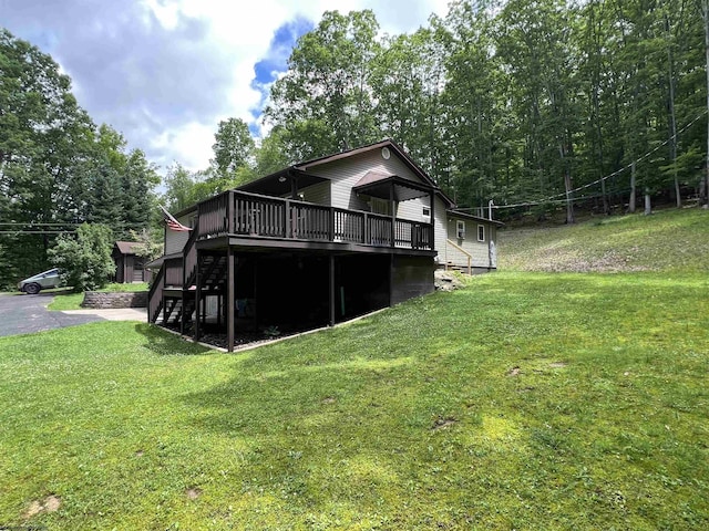60 Saras Way, Beverly, WV 26253 - rear view of house featuring stairway, a wooden deck, and a yard