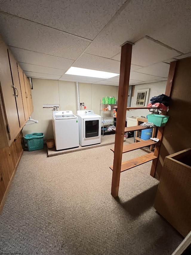 60 Saras Way, Beverly, WV 26253 - finished basement featuring washer and dryer, a drop ceiling, and carpet