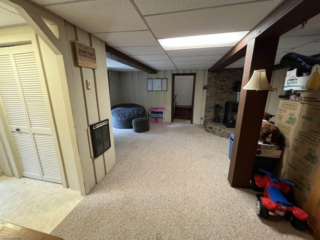 60 Saras Way, Beverly, WV 26253 - finished below grade area with carpet, a paneled ceiling, and wood walls
