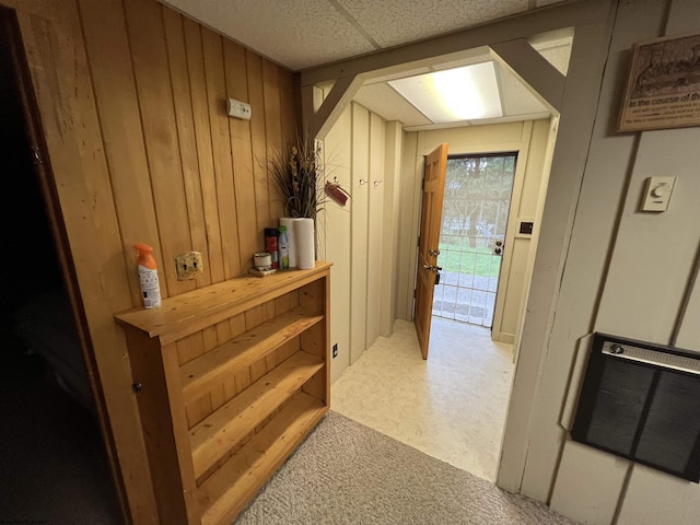 60 Saras Way, Beverly, WV 26253 - hallway with wood walls and heating unit