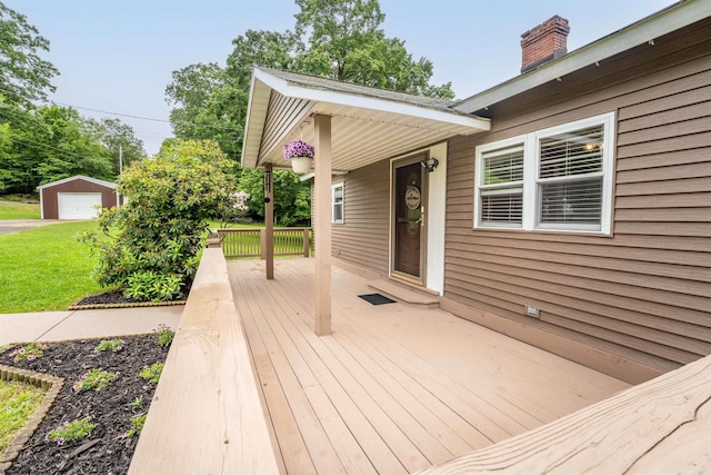2228 Dinnerbell Five Forks Rd, Farmington, PA 15437 - deck featuring a detached garage