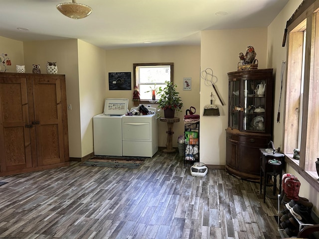 2214 Fairview Rd, Independence, WV 26374 - washroom featuring washing machine and clothes dryer and wood finished floors
