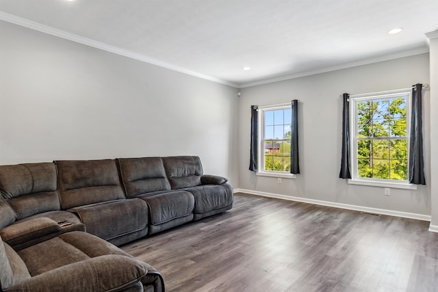 26 Misty Ln, Fairmont, WV 26554 - living room with dark wood-style flooring, recessed lighting, and ornamental molding