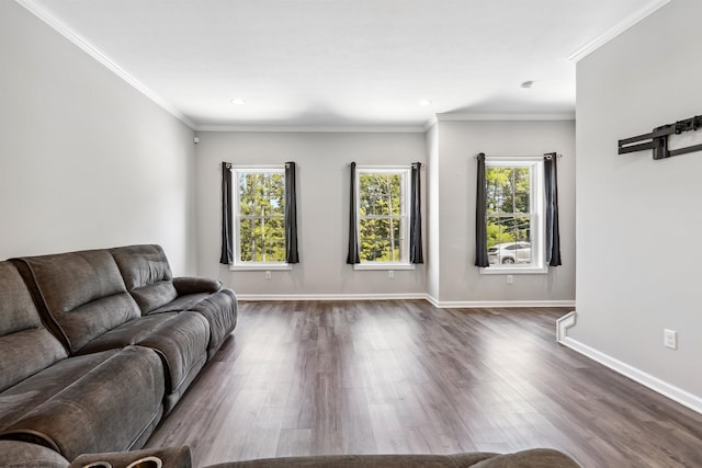 26 Misty Ln, Fairmont, WV 26554 - living room featuring plenty of natural light, dark wood-type flooring, crown molding, and recessed lighting