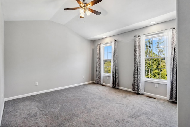 26 Misty Ln, Fairmont, WV 26554 - carpeted spare room with vaulted ceiling, a ceiling fan, and recessed lighting