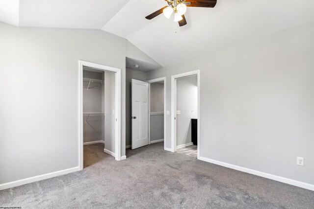 26 Misty Ln, Fairmont, WV 26554 - unfurnished bedroom featuring lofted ceiling, carpet floors, a spacious closet, ceiling fan, and a closet