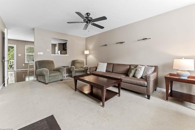 126 Auburn Dr, Morgantown, WV 26501 - living room featuring light carpet and ceiling fan