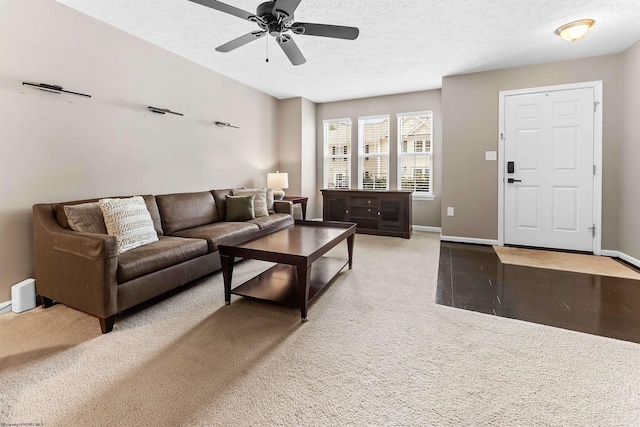 126 Auburn Dr, Morgantown, WV 26501 - carpeted living area with a textured ceiling and a ceiling fan