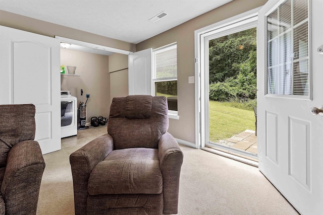 126 Auburn Dr, Morgantown, WV 26501 - sitting room featuring washer / dryer and light carpet