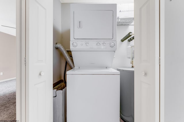 3208 University Commons Dr Unit 2, Star City, WV 26505 - washroom with stacked washer / dryer and carpet flooring