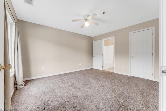 3208 University Commons Dr Unit 2, Star City, WV 26505 - unfurnished bedroom featuring carpet flooring, ceiling fan, and ensuite bathroom