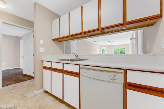 3208 University Commons Dr Unit 2, Star City, WV 26505 - kitchen with dishwasher, light countertops, white cabinets, and ceiling fan