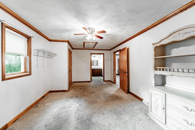 482 Buckeye Rd, Core, WV 26541 - empty room featuring light carpet, ceiling fan, and crown molding