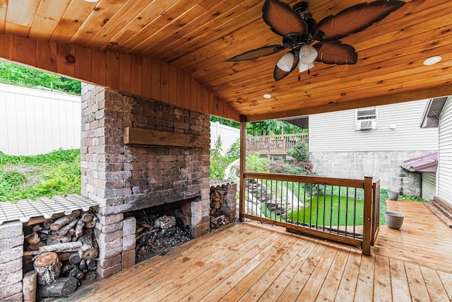 482 Buckeye Rd, Core, WV 26541 - deck with an outdoor fireplace and ceiling fan