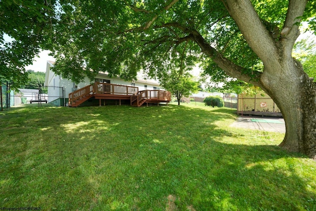 103 Apolla Dr, Morgantown, WV 26505 - fenced backyard featuring a deck and stairs